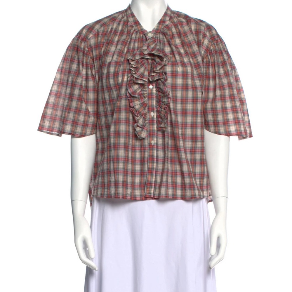 Nili Lotan Red Plaid Blouse XS